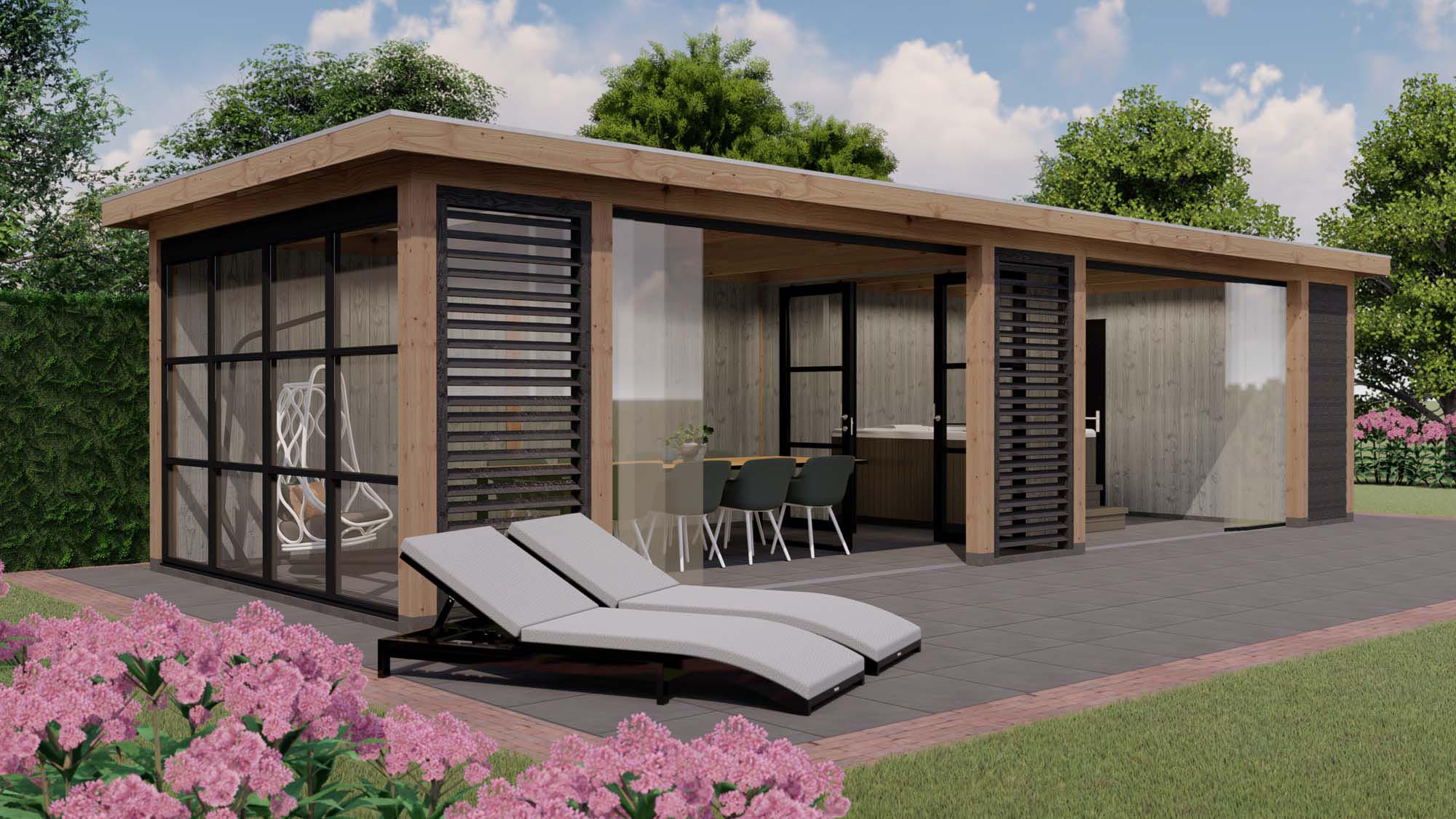 Rome XL maatwerk - shutters - onbehandeld - MET WIT GLAS Toplawood buitenverblijf Rome