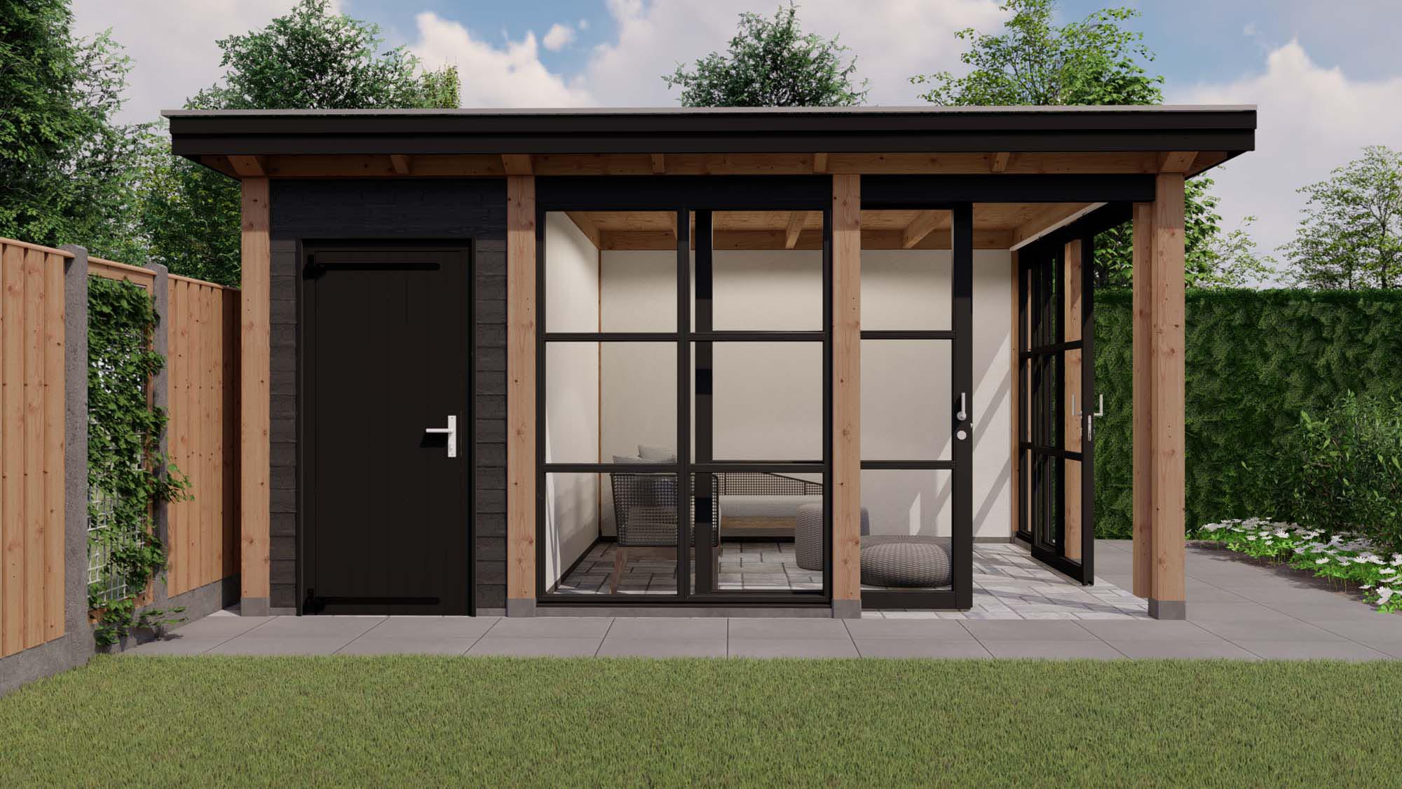 buitenverblijf Barcelona - 5500x4310mm - steellook - voorzijde Toplawood Barcelona