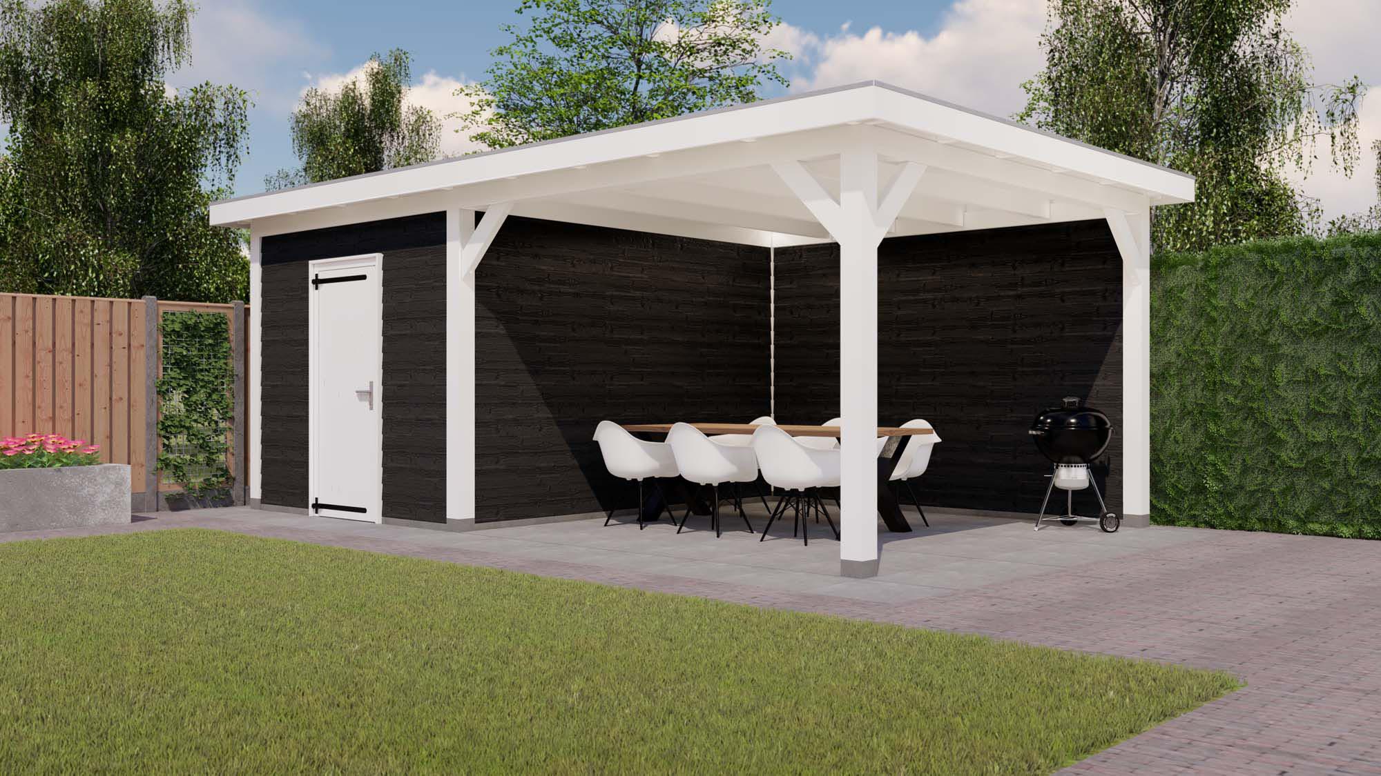 buitenverblijf Rome - 6885x4260mm - wit - met berging - linkerzijde Toplawood buitenverblijf Rome